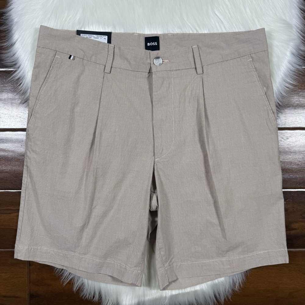 Hugo Boss Men's Size‎ US 34 R / UK 50 Tan Kane Regular Fit Pleated Chino Shorts